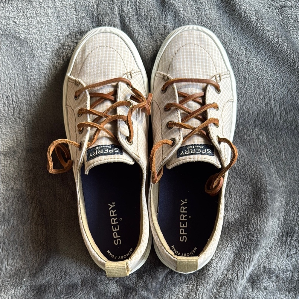 Sperry Beige and Brown Boat Shoes